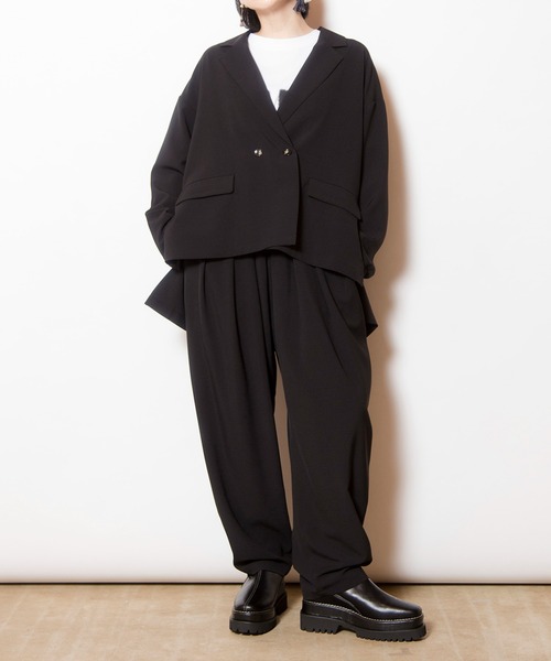 OSMOSIS（オズモーシス）の「バックタックダブルブレストジャケット（テーラードジャケット・レディース・グレー/ベージュ/ブラック・ONE SIZE）」の19枚目の写真