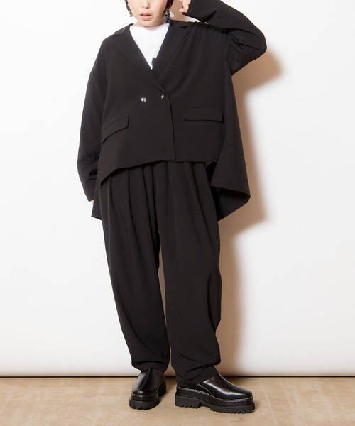 OSMOSIS（オズモーシス）の「バックタックダブルブレストジャケット（テーラードジャケット・レディース・グレー/ベージュ/ブラック・ONE SIZE）」の20枚目の写真