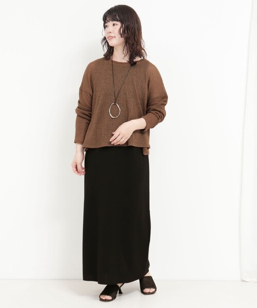 MICO COULIER（ミコクリエ）の「スラブジャージーリラックスプルオーバーカットソー（Tシャツ/カットソー・レディース・ブラウン/ライトグレー/ブラック・38）」の10枚目の写真
