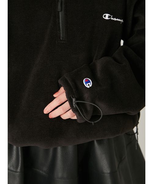 FRAY I.D(フレイアイディー)の「【Champion】ハーフジッププルオーバー(Tシャツ/カットソー・レディース・グリーン/ブラック・F)」の7枚目の写真