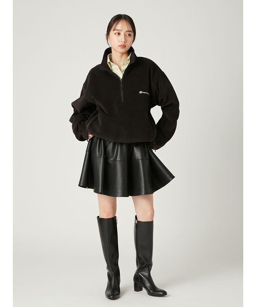 FRAY I.D(フレイアイディー)の「【Champion】ハーフジッププルオーバー(Tシャツ/カットソー・レディース・グリーン/ブラック・F)」の13枚目の写真