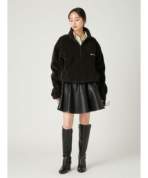 FRAY I.D(フレイアイディー)の「【Champion】ハーフジッププルオーバー(Tシャツ/カットソー・レディース・グリーン/ブラック・F)」の14枚目の写真