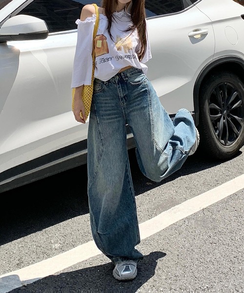 HOOK(フック)の「【HOOK】for girls ヴィンテージウォッシュ バルーンシルエットダメージデニムパンツ(デニムパンツ・レディース・ブルー・LARGE/MEDIUM/SMALL)」の7枚目の写真