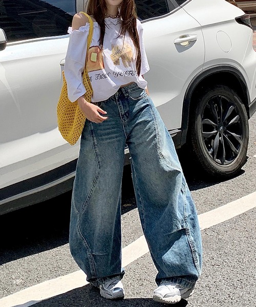 HOOK(フック)の「【HOOK】for girls ヴィンテージウォッシュ バルーンシルエットダメージデニムパンツ(デニムパンツ・レディース・ブルー・LARGE/MEDIUM/SMALL)」の8枚目の写真