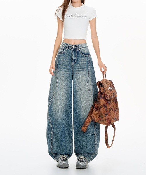 HOOK(フック)の「【HOOK】for girls ヴィンテージウォッシュ バルーンシルエットダメージデニムパンツ(デニムパンツ・レディース・ブルー・LARGE/MEDIUM/SMALL)」の15枚目の写真