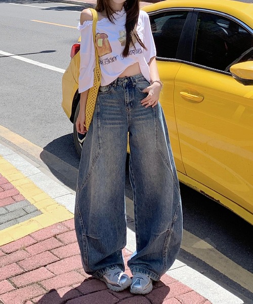 HOOK(フック)の「【HOOK】for girls ヴィンテージウォッシュ バルーンシルエットダメージデニムパンツ(デニムパンツ・レディース・ブルー・LARGE/MEDIUM/SMALL)」の11枚目の写真