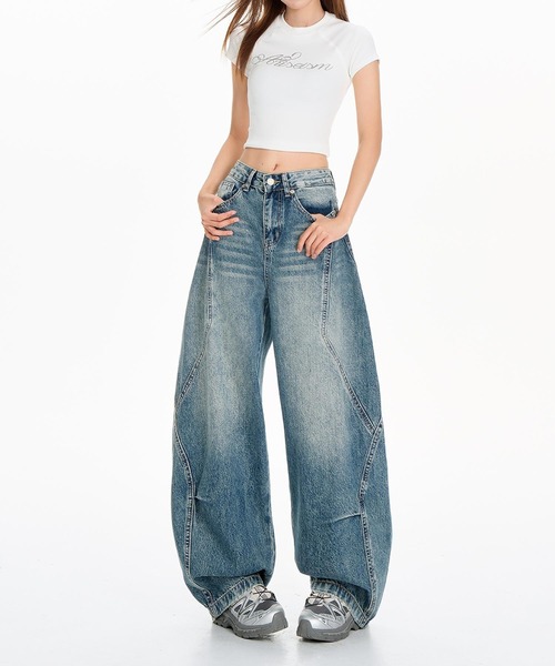 HOOK(フック)の「【HOOK】for girls ヴィンテージウォッシュ バルーンシルエットダメージデニムパンツ(デニムパンツ・レディース・ブルー・LARGE/MEDIUM/SMALL)」の16枚目の写真