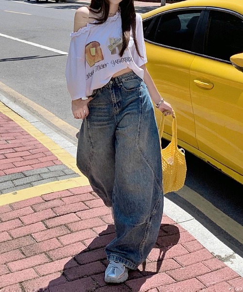 HOOK(フック)の「【HOOK】for girls ヴィンテージウォッシュ バルーンシルエットダメージデニムパンツ(デニムパンツ・レディース・ブルー・LARGE/MEDIUM/SMALL)」の9枚目の写真