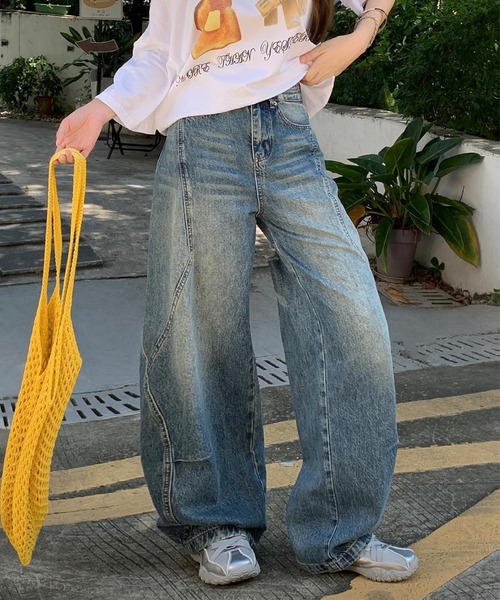HOOK(フック)の「【HOOK】for girls ヴィンテージウォッシュ バルーンシルエットダメージデニムパンツ(デニムパンツ・レディース・ブルー・LARGE/MEDIUM/SMALL)」の13枚目の写真