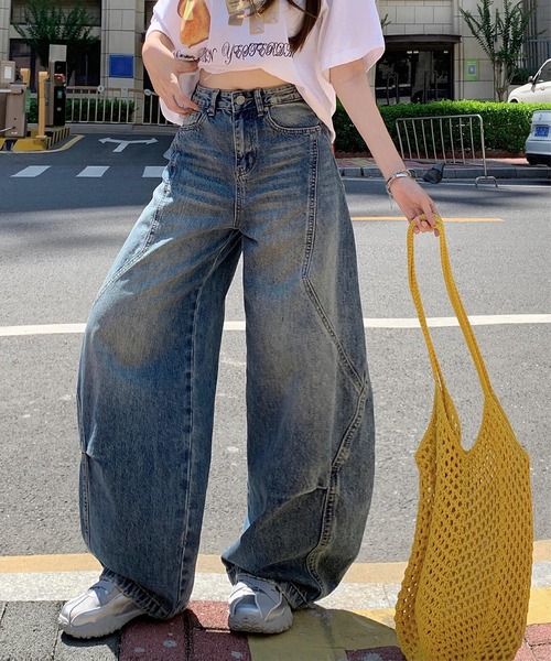 HOOK(フック)の「【HOOK】for girls ヴィンテージウォッシュ バルーンシルエットダメージデニムパンツ(デニムパンツ・レディース・ブルー・LARGE/MEDIUM/SMALL)」の14枚目の写真