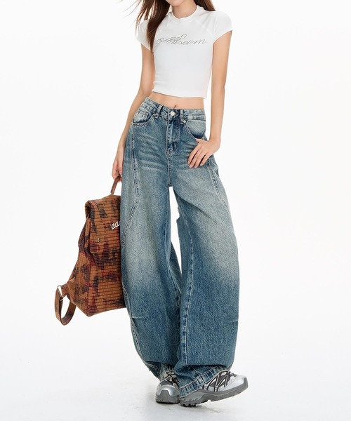 HOOK(フック)の「【HOOK】for girls ヴィンテージウォッシュ バルーンシルエットダメージデニムパンツ(デニムパンツ・レディース・ブルー・LARGE/MEDIUM/SMALL)」の21枚目の写真