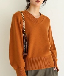 Vネックシンプルルーズニット