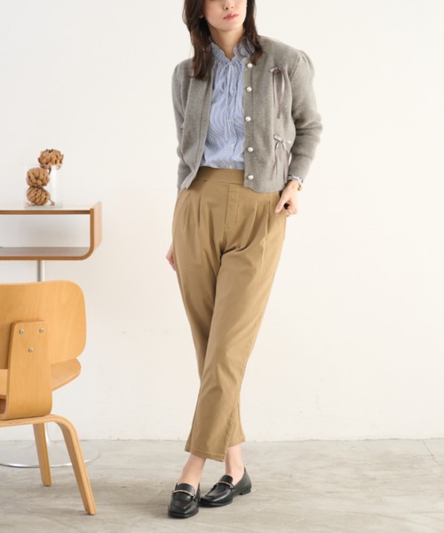 Tuche(トゥシェ)の「Tuche/トゥシェ テーパードパンツ レーヨン混素材 ストレッチ アンクル丈(その他パンツ・レディース・ブラック/オリーブ/ネイビー/ベージュ・MEDIUM/LARGE/X-LARGE)」の2枚目の写真