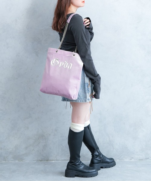 GYDA(ジェイダ)の「【GYDA/ジェイダ】 タテ型チェーントートバッグ A4サイズ対応(トートバッグ・レディース・グリーン/パープル/ブラック/グレー・FREE)」の9枚目の写真