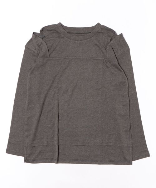 MARAI(マーライ)の「オープンショルダーロンT(Tシャツ/カットソー・レディース・チャコールグレー/グレー/杢グレー/ブラック/カーキ/ホワイト・4L~5L/LL~3L/M~L)」の20枚目の写真