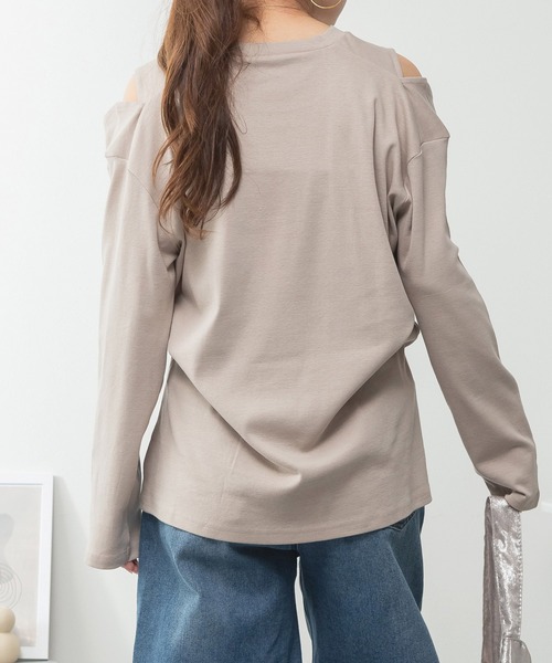 MARAI(マーライ)の「オープンショルダーロンT(Tシャツ/カットソー・レディース・チャコールグレー/グレー/杢グレー/ブラック/カーキ/ホワイト・4L~5L/LL~3L/M~L)」の22枚目の写真