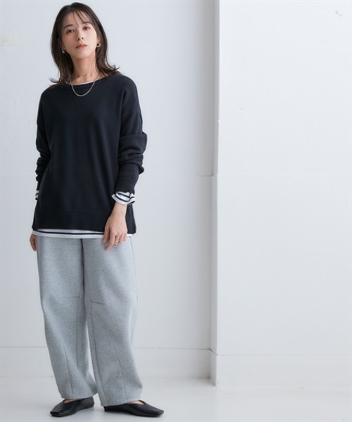 nissen（ニッセン）の「洗えるクルーネックオーバーサイズニット【毛玉になりにくいふんわりもちもち素材】＜大きいサイズ有＞（ニット/セーター・レディース・モカ/パープル/ブラック/杢グレー/ブルー・S～Ｍ/L～LL）」の7枚目の写真