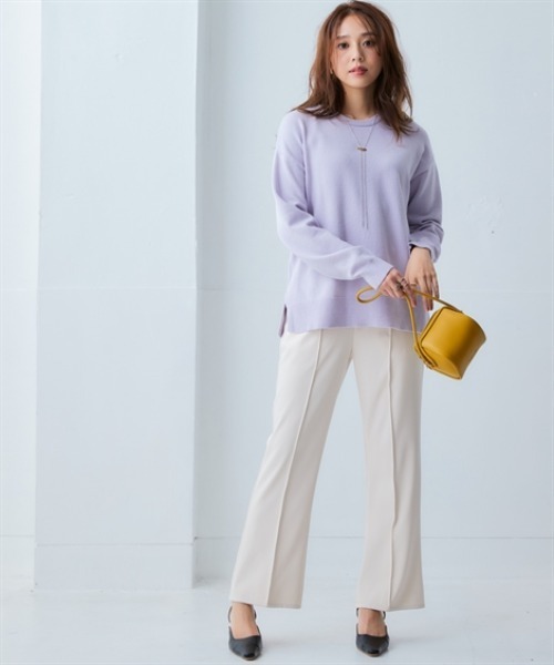 nissen（ニッセン）の「洗えるクルーネックオーバーサイズニット【毛玉になりにくいふんわりもちもち素材】＜大きいサイズ有＞（ニット/セーター・レディース・モカ/パープル/ブラック/杢グレー/ブルー・S～Ｍ/L～LL）」の19枚目の写真