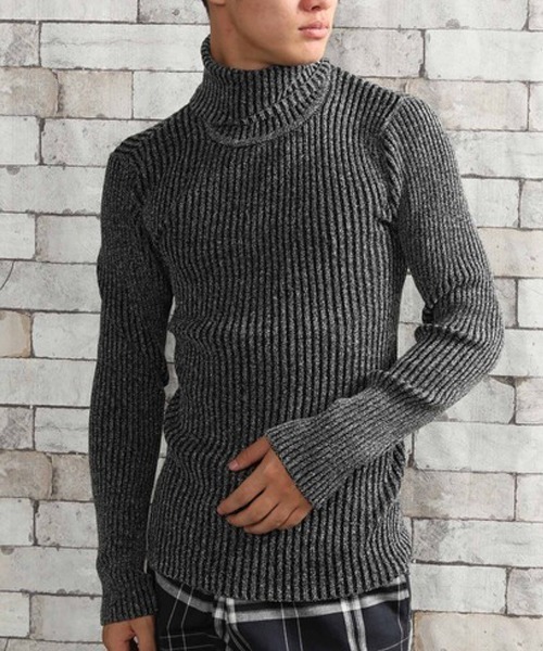 ARCADE（アーケード）の「二重臼風 リブ編み ハイネック タートルネックニット（ニット/セーター・メンズ・オフホワイト/ワインレッド/ブラック/グレー/チャコールグレー・M/L/LL）」の4枚目の写真