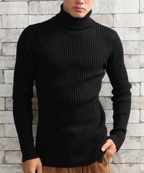 ARCADE（アーケード）の「二重臼風 リブ編み ハイネック タートルネックニット（ニット/セーター・メンズ・オフホワイト/ワインレッド/ブラック/グレー/チャコールグレー・M/L/LL）」の2枚目の写真