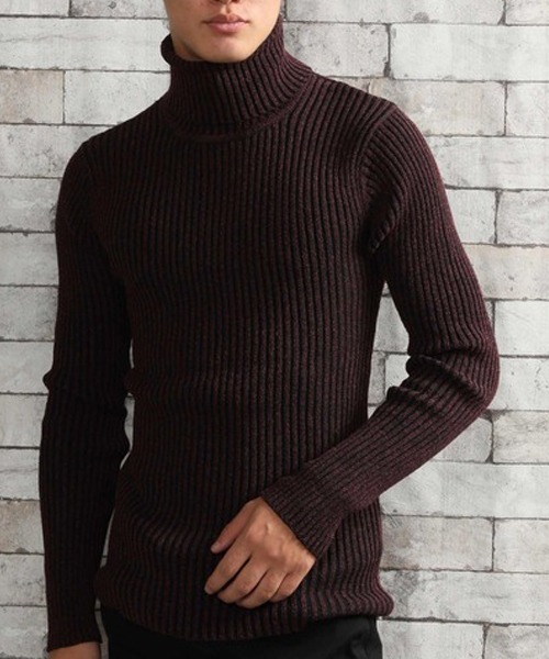 ARCADE（アーケード）の「二重臼風 リブ編み ハイネック タートルネックニット（ニット/セーター・メンズ・オフホワイト/ワインレッド/ブラック/グレー/チャコールグレー・M/L/LL）」の5枚目の写真
