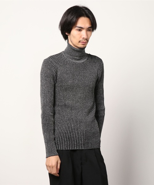 ARCADE（アーケード）の「二重臼風 リブ編み ハイネック タートルネックニット（ニット/セーター・メンズ・オフホワイト/ワインレッド/ブラック/グレー/チャコールグレー・M/L/LL）」の10枚目の写真