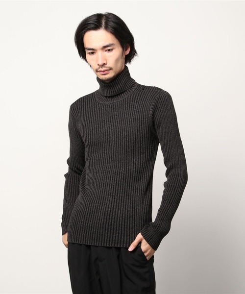 ARCADE（アーケード）の「二重臼風 リブ編み ハイネック タートルネックニット（ニット/セーター・メンズ・オフホワイト/ワインレッド/ブラック/グレー/チャコールグレー・M/L/LL）」の12枚目の写真