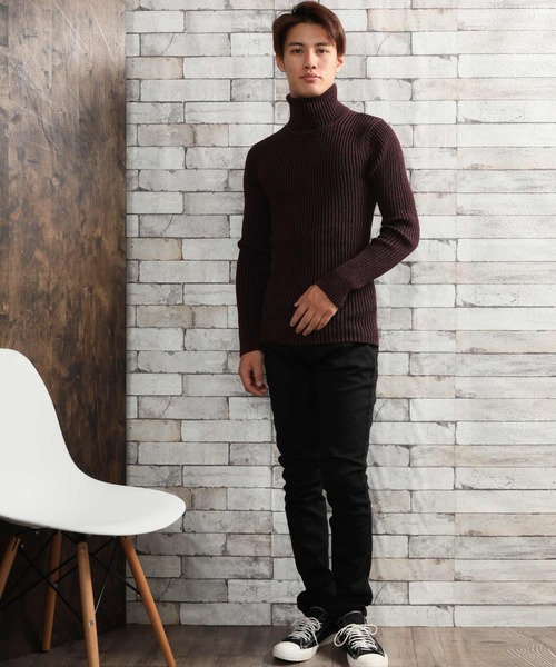 ARCADE（アーケード）の「二重臼風 リブ編み ハイネック タートルネックニット（ニット/セーター・メンズ・オフホワイト/ワインレッド/ブラック/グレー/チャコールグレー・M/L/LL）」の16枚目の写真