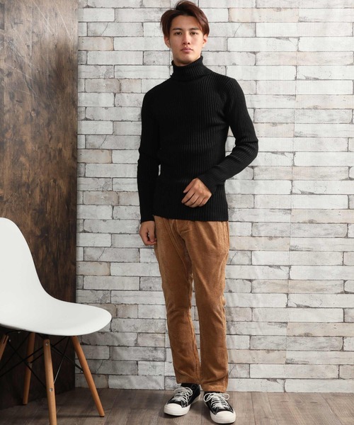 ARCADE（アーケード）の「二重臼風 リブ編み ハイネック タートルネックニット（ニット/セーター・メンズ・オフホワイト/ワインレッド/ブラック/グレー/チャコールグレー・M/L/LL）」の14枚目の写真