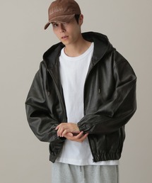 LAND MUSEUM/フードレザーブルゾン