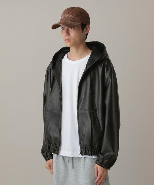 LAND MUSEUM（ランドミュージアム）の「LAND MUSEUM／フードレザーブルゾン（ブルゾン・メンズ・ブラック/キャメル・MEDIUM/LARGE）」の5枚目の写真