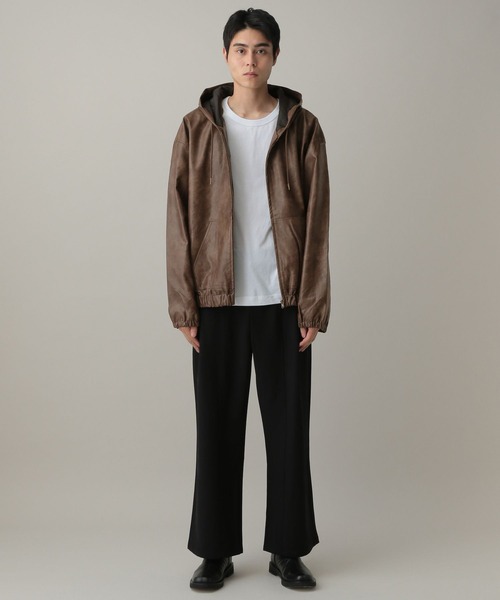 LAND MUSEUM（ランドミュージアム）の「LAND MUSEUM／フードレザーブルゾン（ブルゾン・メンズ・ブラック/キャメル・MEDIUM/LARGE）」の12枚目の写真
