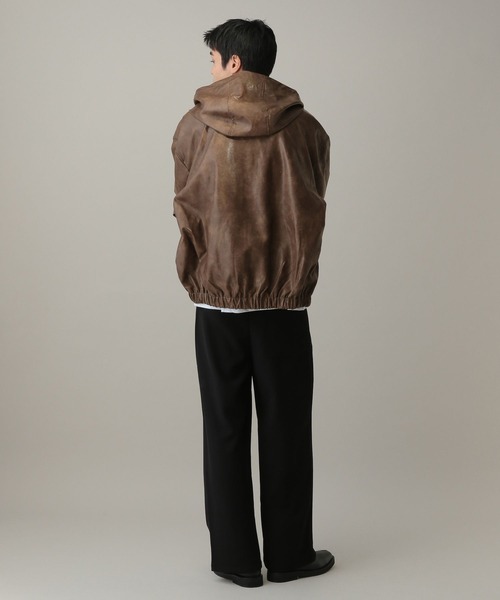 LAND MUSEUM（ランドミュージアム）の「LAND MUSEUM／フードレザーブルゾン（ブルゾン・メンズ・ブラック/キャメル・MEDIUM/LARGE）」の20枚目の写真