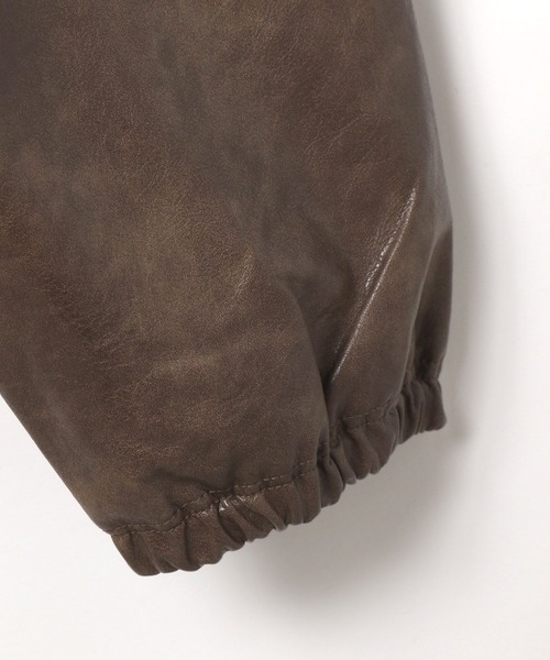 LAND MUSEUM（ランドミュージアム）の「LAND MUSEUM／フードレザーブルゾン（ブルゾン・メンズ・ブラック/キャメル・MEDIUM/LARGE）」の14枚目の写真