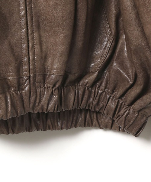 LAND MUSEUM（ランドミュージアム）の「LAND MUSEUM／フードレザーブルゾン（ブルゾン・メンズ・ブラック/キャメル・MEDIUM/LARGE）」の3枚目の写真