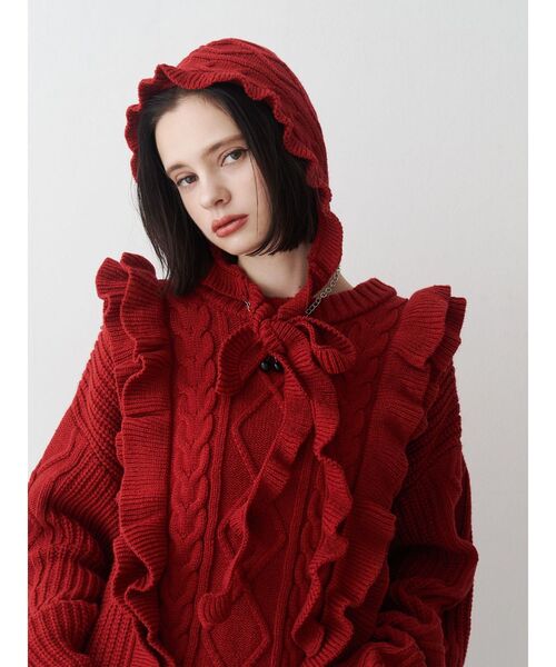 jouetie（ジュエティ）の「フリルケーブルニットチュニック（ニット