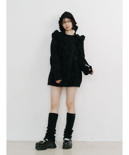 フリルケーブルニットチュニック（ニット/セーター）｜jouetie