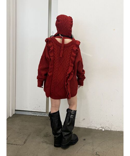 jouetie（ジュエティ）の「フリルケーブルニットチュニック（ニット/セーター・レディース・アイボリー/ブラック/レッド・MEDIUM）」の21枚目の写真