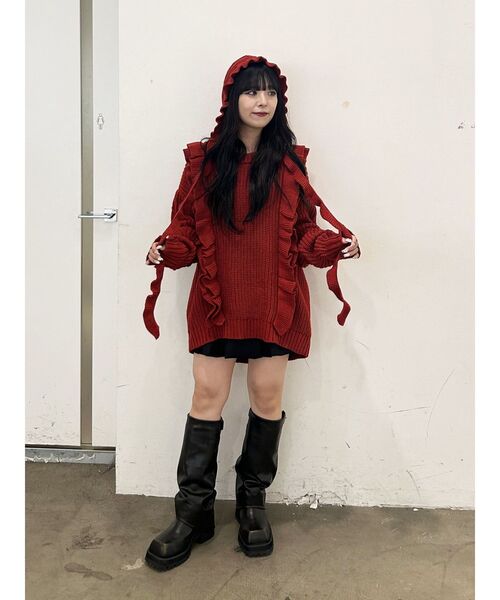 jouetie（ジュエティ）の「フリルケーブルニットチュニック（ニット/セーター・レディース・アイボリー/ブラック/レッド・MEDIUM）」の20枚目の写真