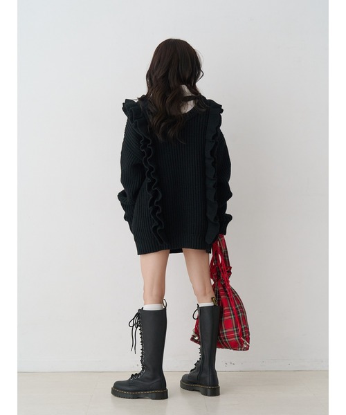 jouetie フリルケーブルバクラバ &フリルケーブルチュニックニット 9.12 PREORDER ITEM - 🔻フリルケーブルニットチュニック IVR/BLK/RED