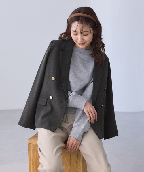レディハンサムシリーズ ウールライク金ボタンジャケット(総裏地