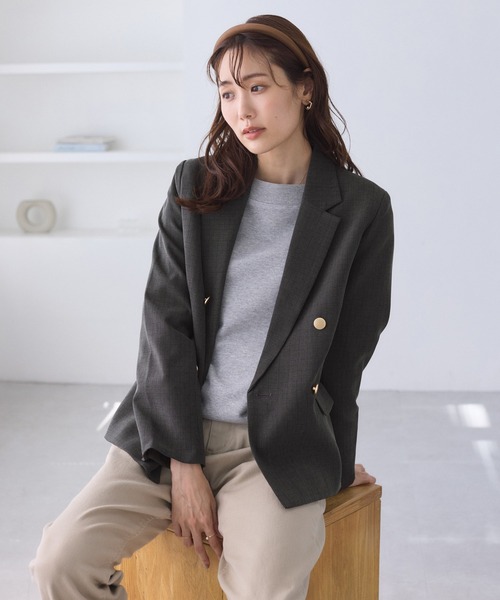 ROPE' PICNIC（ロペピクニック）の「レディハンサムシリーズ ウールライク金ボタンジャケット(総裏地)/セットアップ対応（テーラードジャケット・レディース・ブラック系その他/グレー/ライトグレー/ベージュ系その他2/ネイビー・M/L）」の11枚目の写真