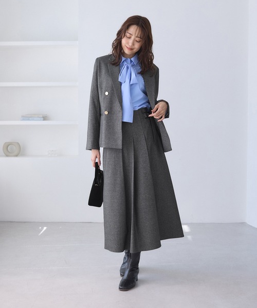 ROPE' PICNIC（ロペピクニック）の「レディハンサムシリーズ ウールライク金ボタンジャケット(総裏地)/セットアップ対応（テーラードジャケット・レディース・ブラック系その他/グレー/ライトグレー/ベージュ系その他2/ネイビー・M/L）」の20枚目の写真