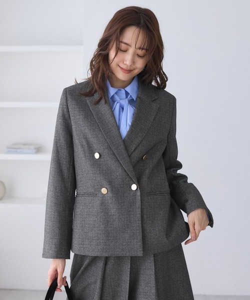 レディハンサムシリーズ ウールライク金ボタンジャケット(総裏地