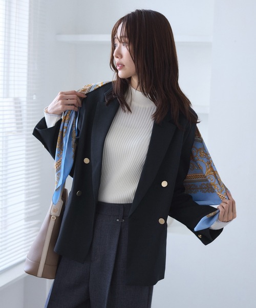 レディハンサムシリーズ ウールライク金ボタンジャケット(総裏地