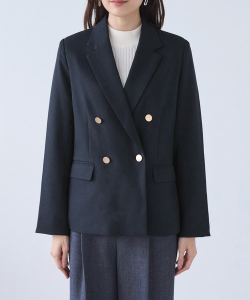 レディハンサムシリーズ ウールライク金ボタンジャケット(総裏地