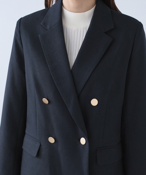 レディハンサムシリーズ ウールライク金ボタンジャケット(総裏地