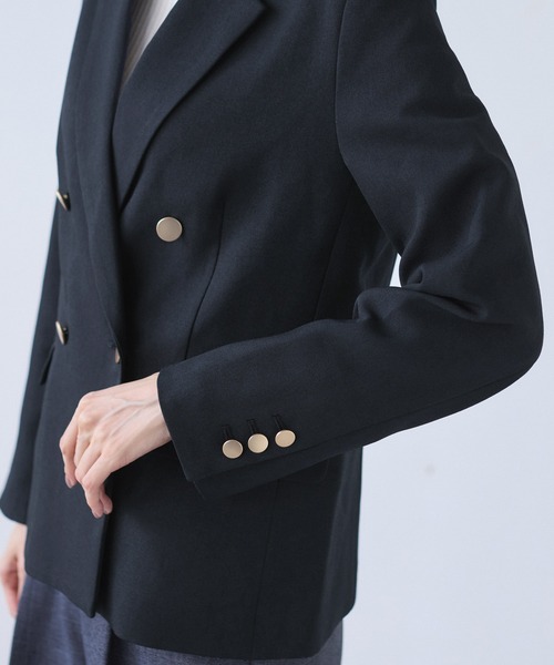 レディハンサムシリーズ ウールライク金ボタンジャケット(総裏地