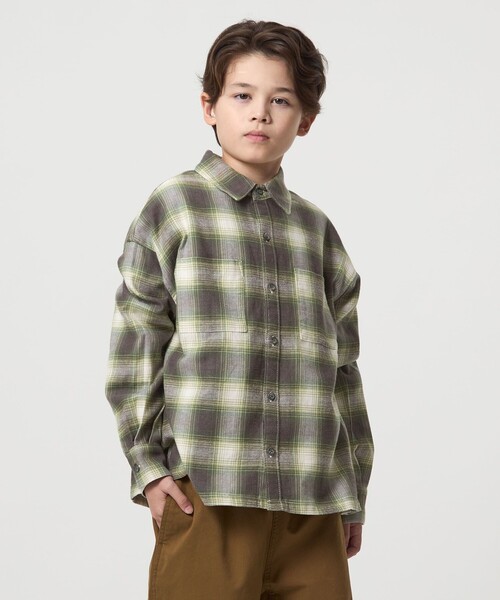green label relaxing（グリーンレーベルリラクシング）の「オンブレチェック シャツ / キッズ  100cm-160cm（シャツ/ブラウス・キッズ・イエロー/ケリーグリーン・110cm/100cm/120cm/130cm/140cm/150cm/160cm）」の20枚目の写真