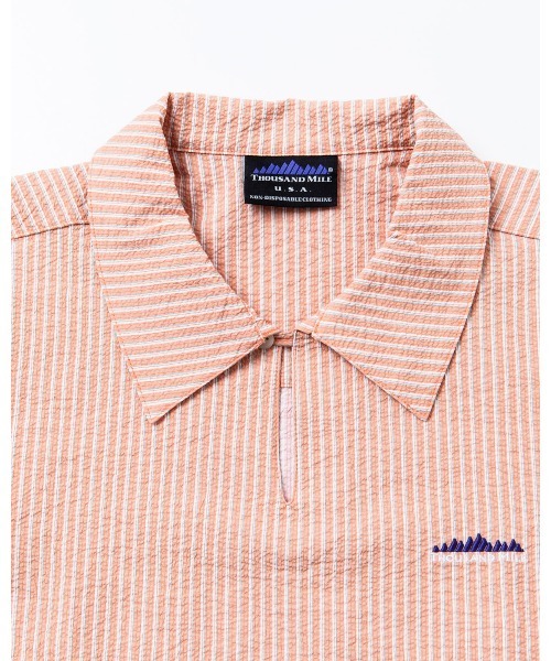 THOUSAND MILE（サウザンドマイル）の「[L's]SHORT SLEEVE SKIPPER OP SEERSUCKER STRIPE/ショートスリーブスキッパーワンピース シアサッカーストライプ（ワンピース・レディース・オレンジ系その他/ブルー系その他/グリーン系その他・FREE）」の4枚目の写真